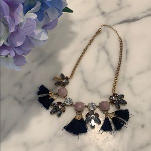 Ann Taylor statement jewel with fringe necklace